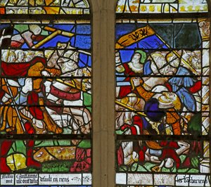 A Maxence elleni harcot ábrázoló Constantine-t ábrázoló ablak alkotó: French School